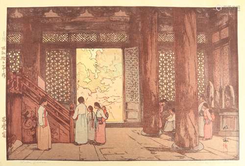 A WOODBLOCK PRINT BY HIROSHI YOSHIDA.