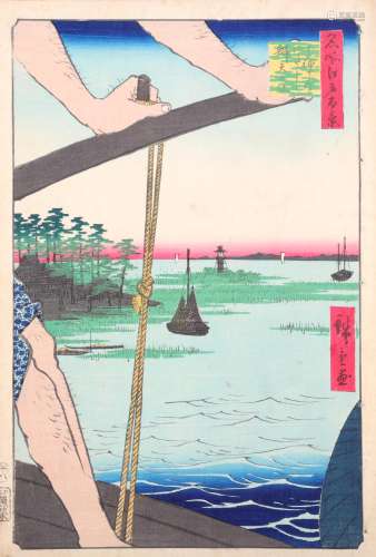 TWO JAPANESE WOODBLOCK PRINTS BY HIROSHIGE.