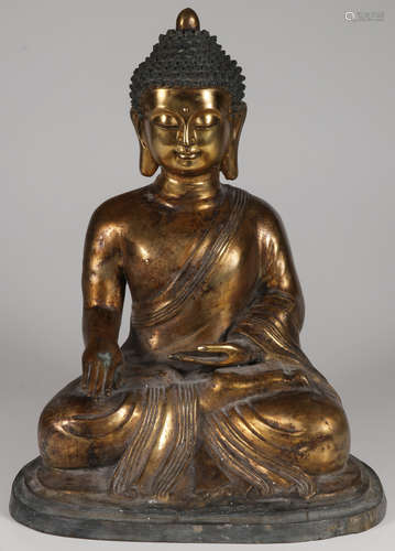 A LARGE GILT BRONZE BUDDHA