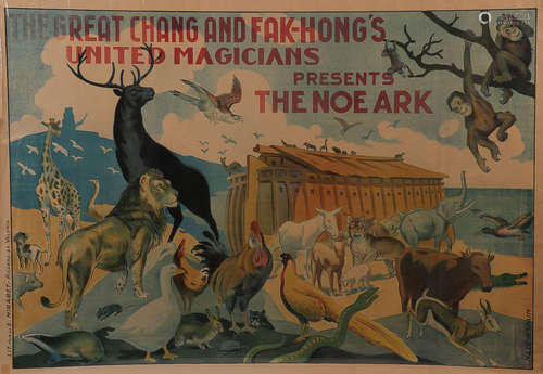 VINTAGE NOE ARK MAGIC ILLUSIONIST POSTER, C. 1920