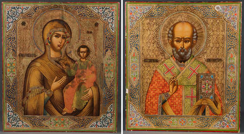 RUSSIAN DOUBLE SIDED PROCESSIONAL ICON CIRCA 1890