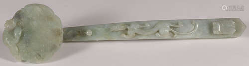 CHINESE CARVED JADE SCEPTER