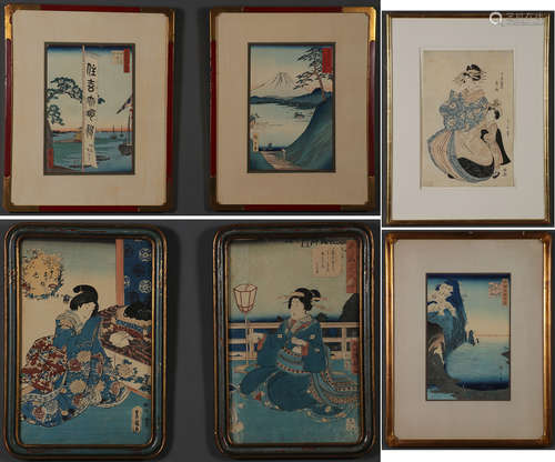 SIX JAPANESE WOODBLOCK PRINTS, EDO-MIEJI PERIOD