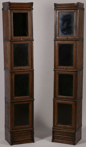 A PAIR OF GLOBE-WERNICKE OAK BOOKCASES