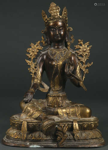 A BRONZE BUDDHIST DEITY, 2ND HALF OF 20TH C.