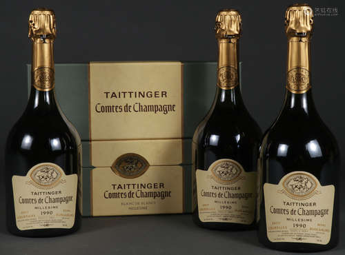 TAITTINGER BOTTLES OF COMTES DE CHAMPAGNE, 1990