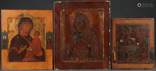 THREE RUSSIAN ICONS 19TH CENTURY