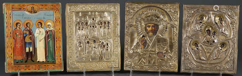 GROUP OF FOUR RUSSIAN ICONS CIRCA 1875