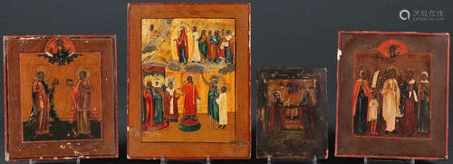 GROUP OF FOUR RUSSIAN ICONS CIRCA 1850