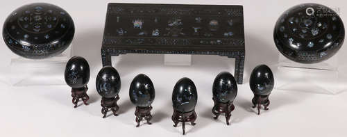 CHINESE LACQUER AND MOTHER-OF-PEARL ITEMS