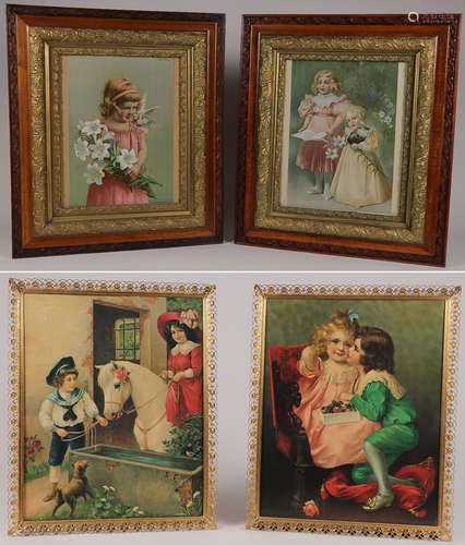 4 VICTORIAN GERMAN LITHOGRAPH CHILDREN'S PRINTS