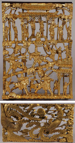 A PAIR OF CHINESE CARVED AND GILT WOOD PANELS