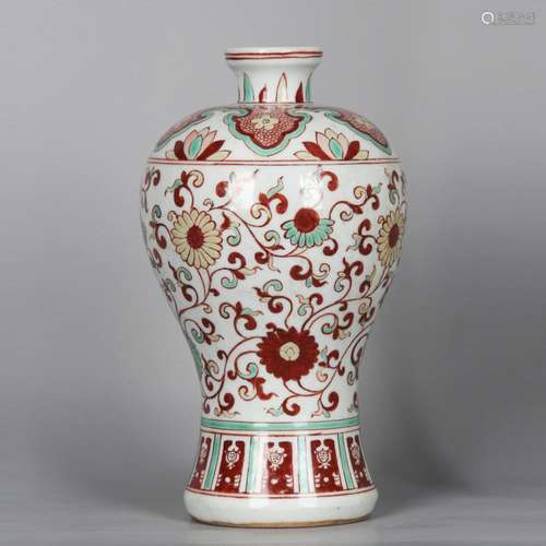 CHINESE IRON RED GLAZED FLOWER VASE