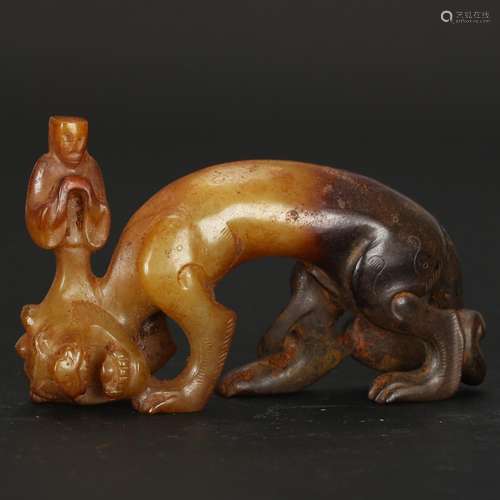 CHINESE JADE CARVED BEAST