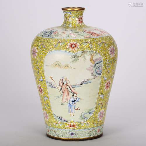 CHINESE BRONZE ENAMEL MEIPING VASE