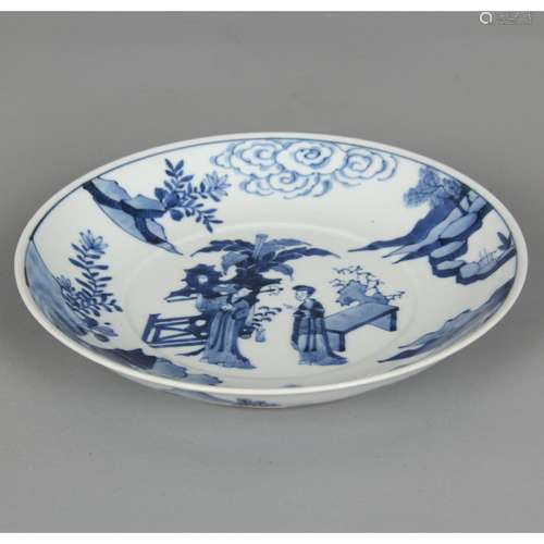 CHINESE BLUE AND WHITE PORCELAIN PLATE