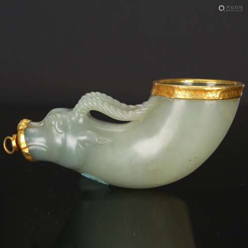 CHINESE CELADON JADE RAM