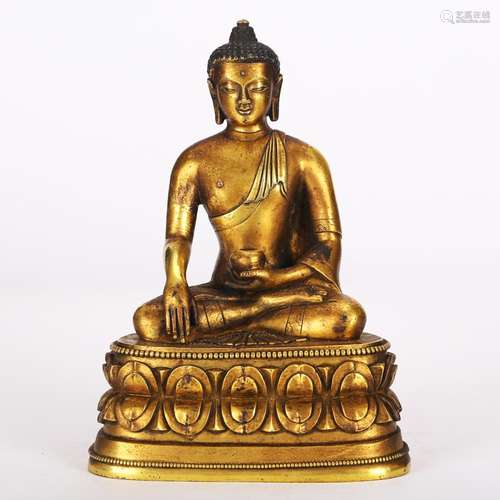 CHINESE GILT BRONZE BUDDHIST FIGURINE