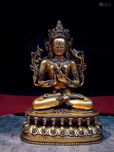 A TIBETAN MANJUSRI BODHISATTVA DESIGN GILT FIGURE