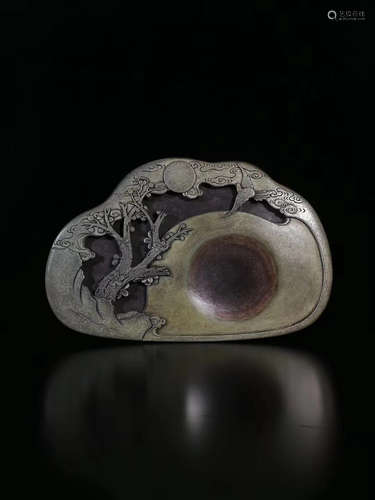 17-19TH CENTURY, A LANDSCAPE DESIGN JADE BELT INKSTONE, QING DYNASTY