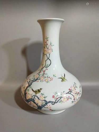 17-19TH CENTURY, A FLORAL&BIRD PATTERN BOJIE VASE, QING DYNASTY