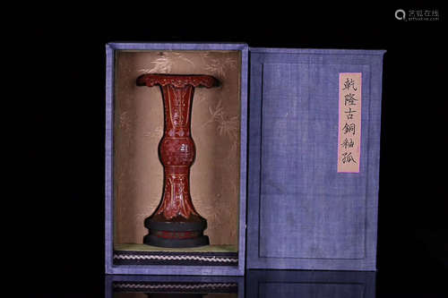 17-19TH CENTURY, A BRONZE GLAZED FLOWER GU VASE, QING DYNASTY