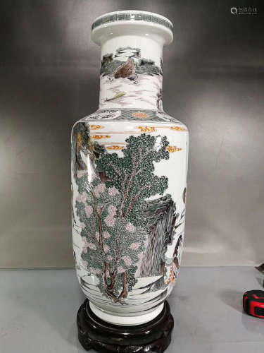 A LANDSCAPE PATTERN BUCKET DESIGN FIVE-COLOUR VASE