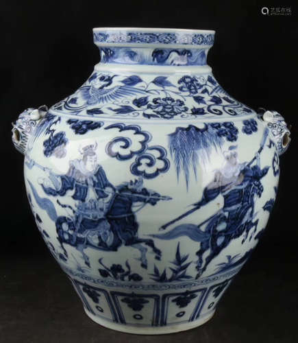 A BLUE&WHITE FIGURE PATTERN JAR