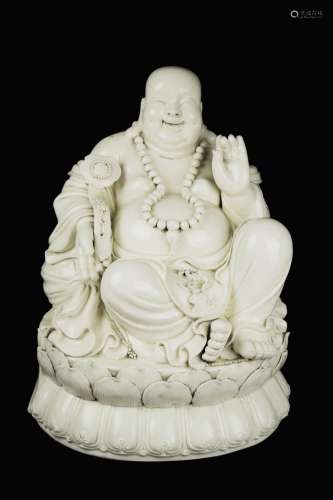 A Republic Era Chinese Dehua White Porcelain Laughing Buddha Statue