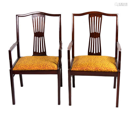 A Pair of Chinese Hardwood Framed Chairs