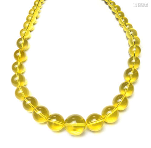 A High Clearness Dominican Blue Amber Bead Necklace