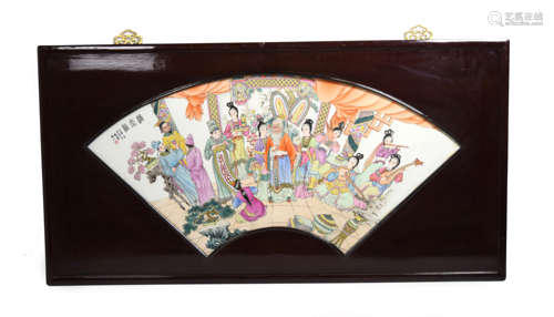 An Old Framed Chinese Porcelain Plaque 