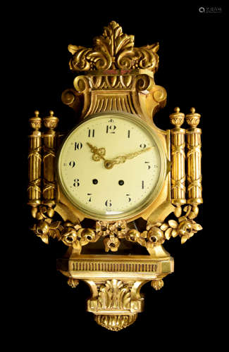 An Antique French Gilt Wood Well Clock