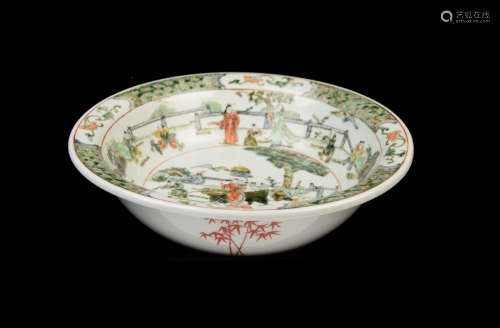[Chinese] A Penta-Colour (Wu-cai) Porcelain Bowl with Story Portrait