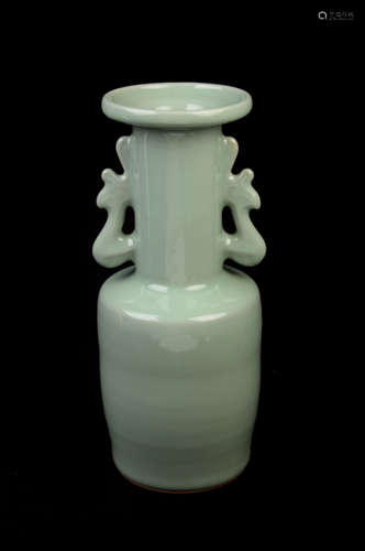 [Chinese] A Longquan Kiln Style Long Neck Porcelain Vase with Phoenix Handles