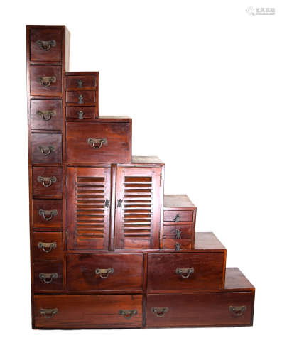 An Indonesian Hardwood Chinese Style Stair Shape Cabinet