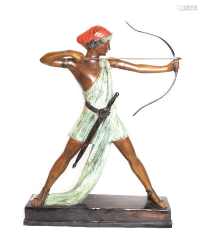 A 94cm Large Bronze Diana Statue, inscribed 