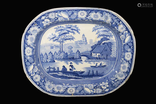 A 19th Century Holland Blue and White Porcelain Decorative Tray