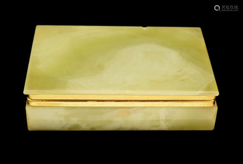 An Italian Green Jade Jewelry Box