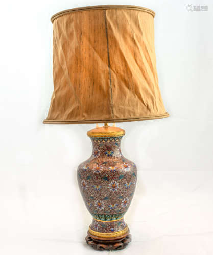 A Pair of Cloisonne Enamel Lamp (red floral twine)