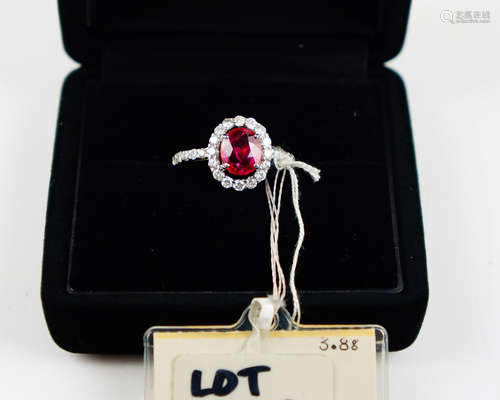 18K NON-HEATED RUBY RING WITH DIAMOND