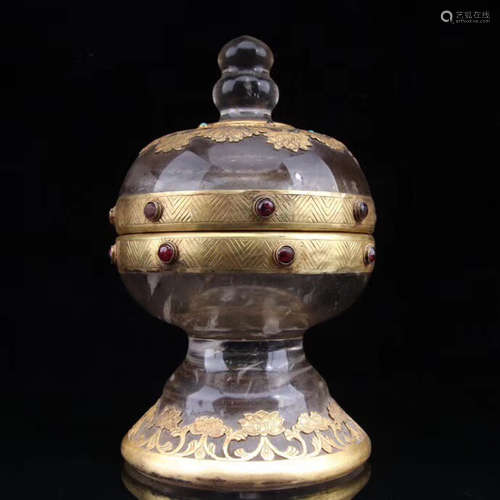 A TIBETAN RITUAL CRYSTAL JAR