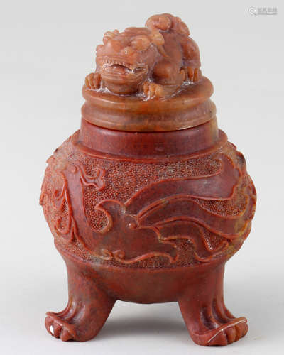 SOAPSTONE CARVING OF INCENSE BURNER