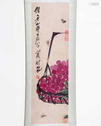 LYCHEE PAINTING SIGNED QI, BAISHI