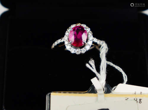 18K NON-HEATED RUBY RING WITH DIAMOND