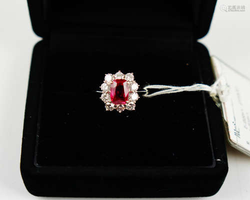 RUBY PLATINUM RING WITH DIAMOND