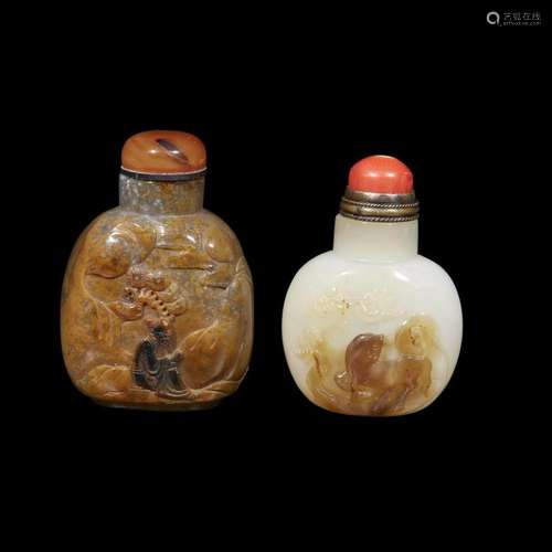 Two Chinese agate snuff bottles,