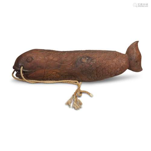 A Balinese carved wood fish-form drum ,