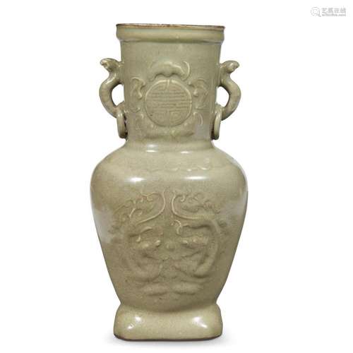 A Chinese celadon-glazed porcelain archaistic style vase,