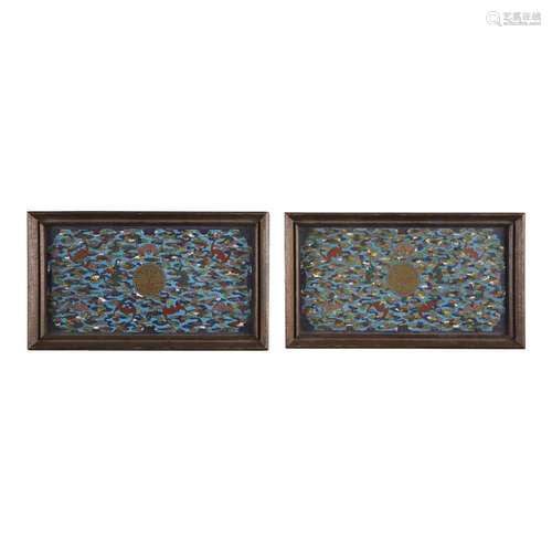 A pair of Chinese cloisonné rectangular 